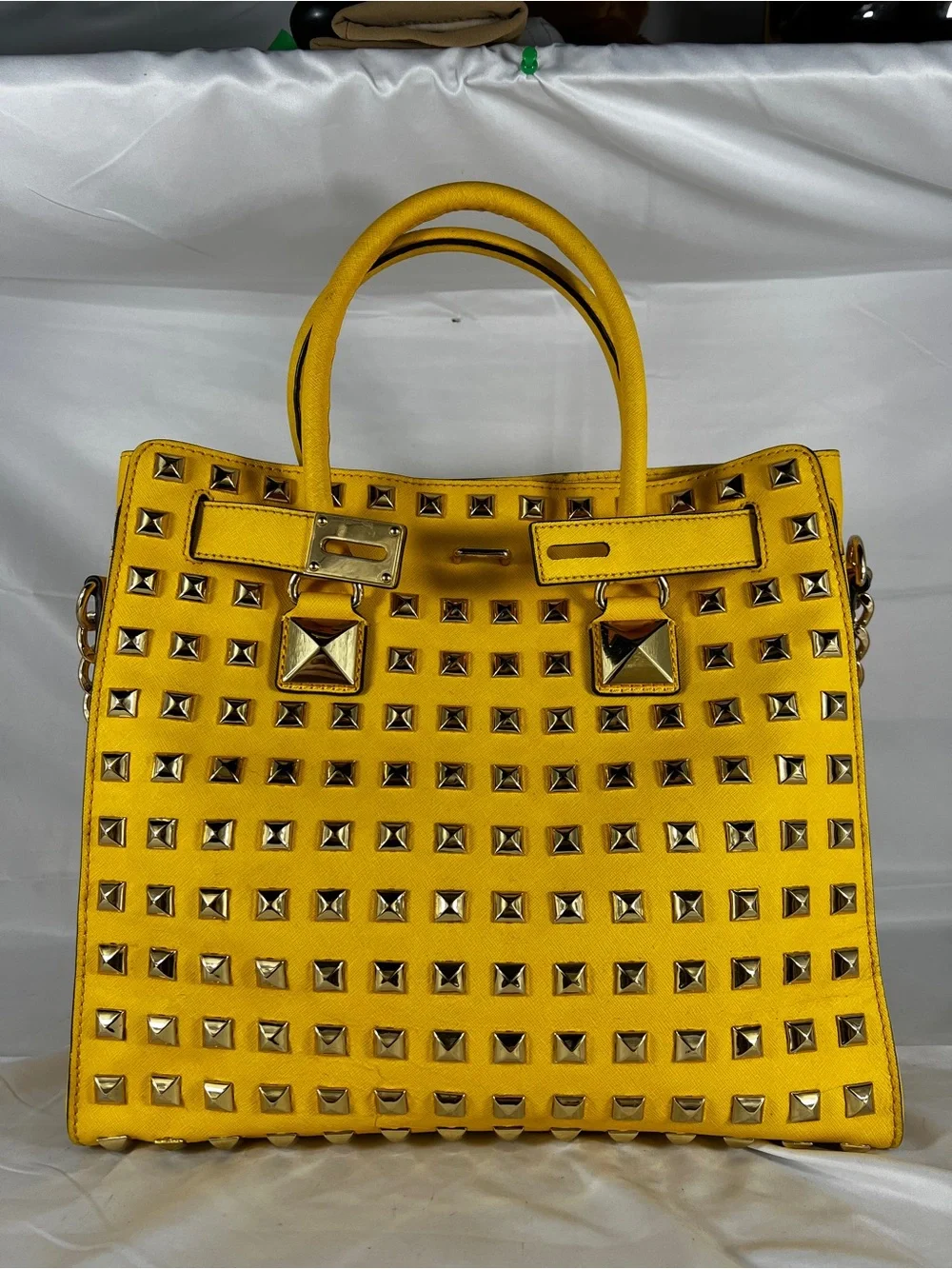 Michael Kors Hamilton Pyramid Studded Citrus Tote Crossbody